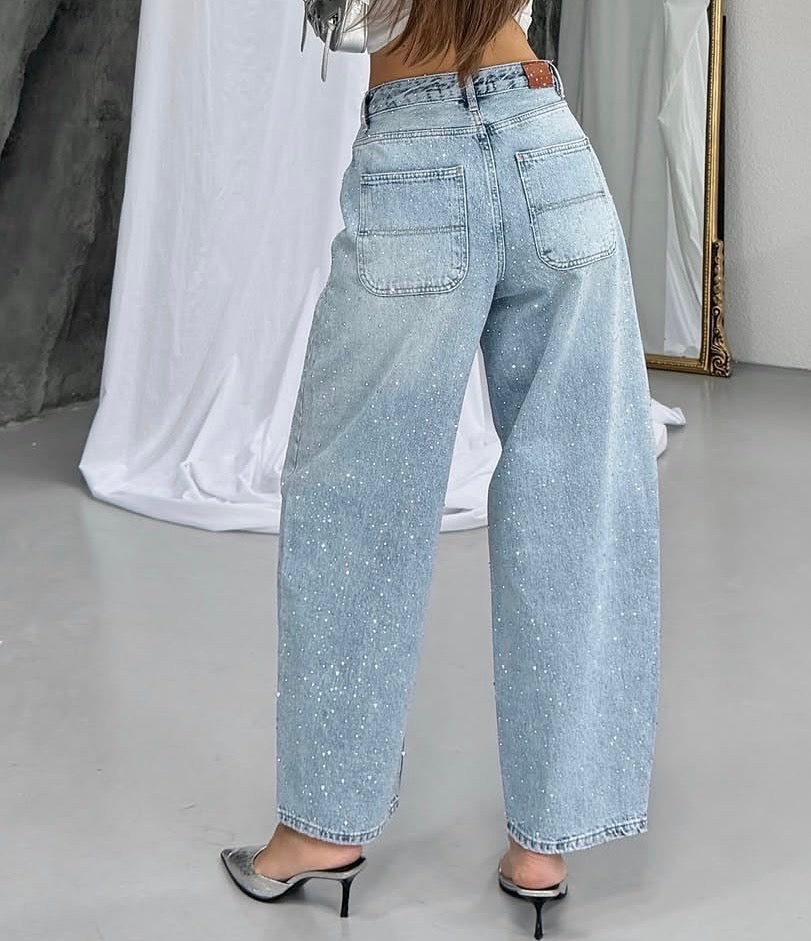 Jeans crystal denim barrel