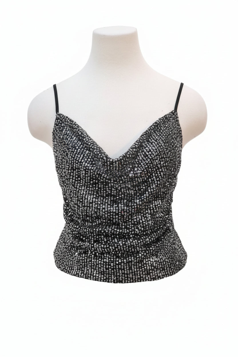 Blusa negra/ plateada lentejuelas