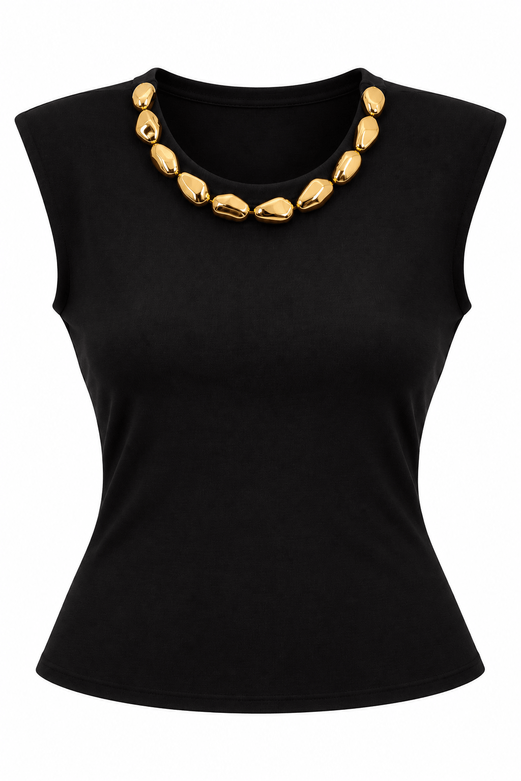 Blusa negra con collar incorporado