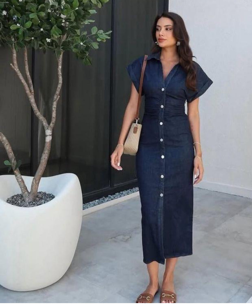 Vestido manga corta de mezclilla