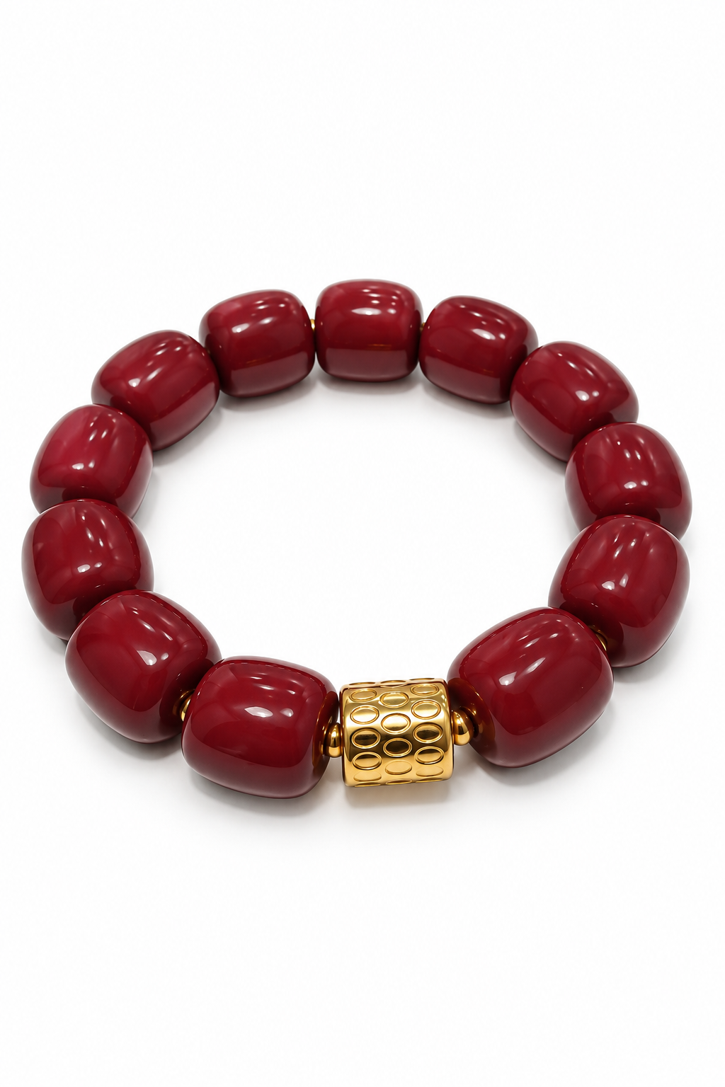 Brazalete vino con detalles de acero inoxidable