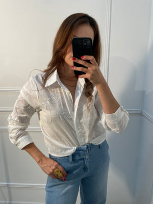 Blusa de algodón camisera blanca