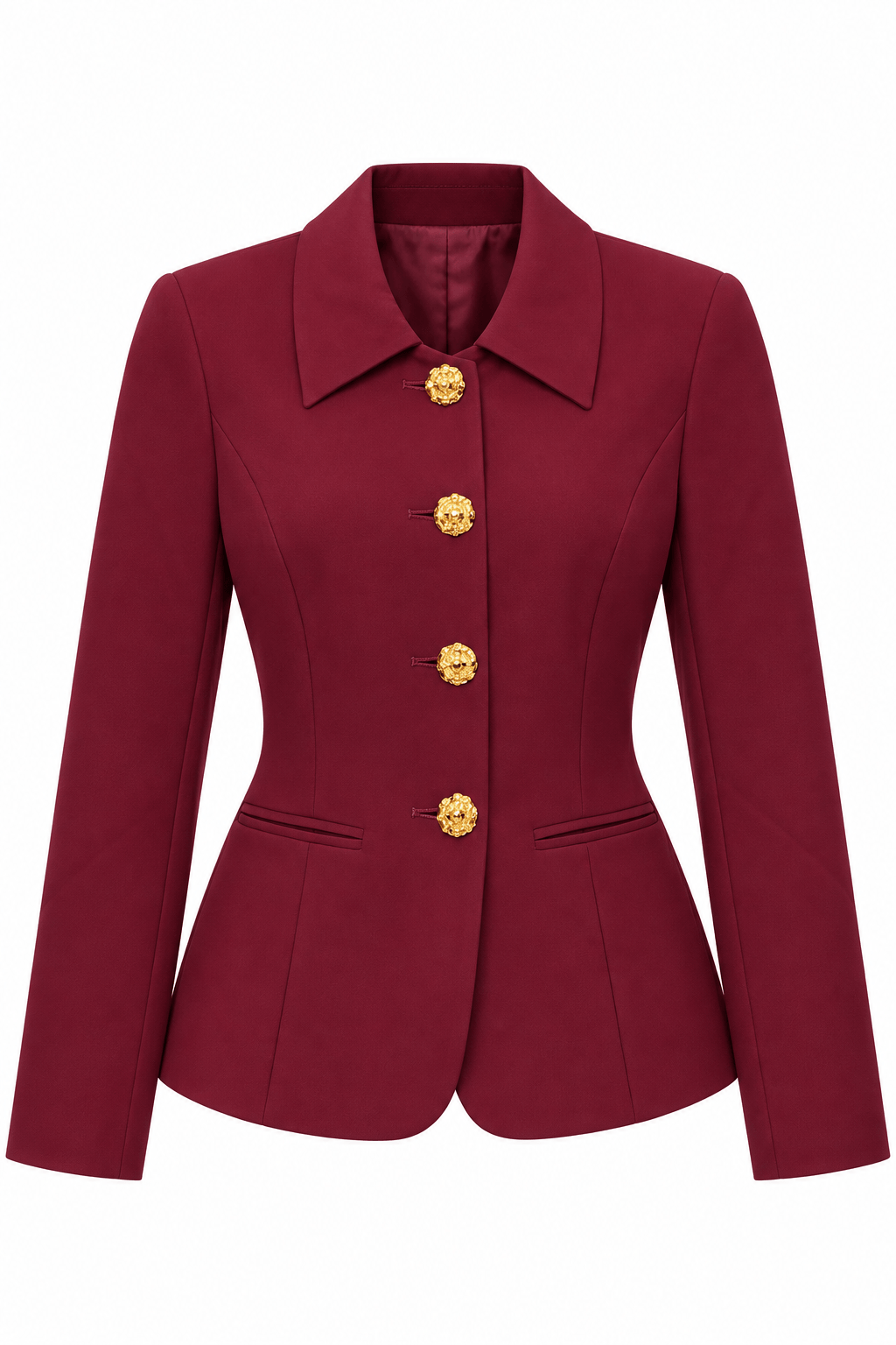 Blazer vino con broches dorado