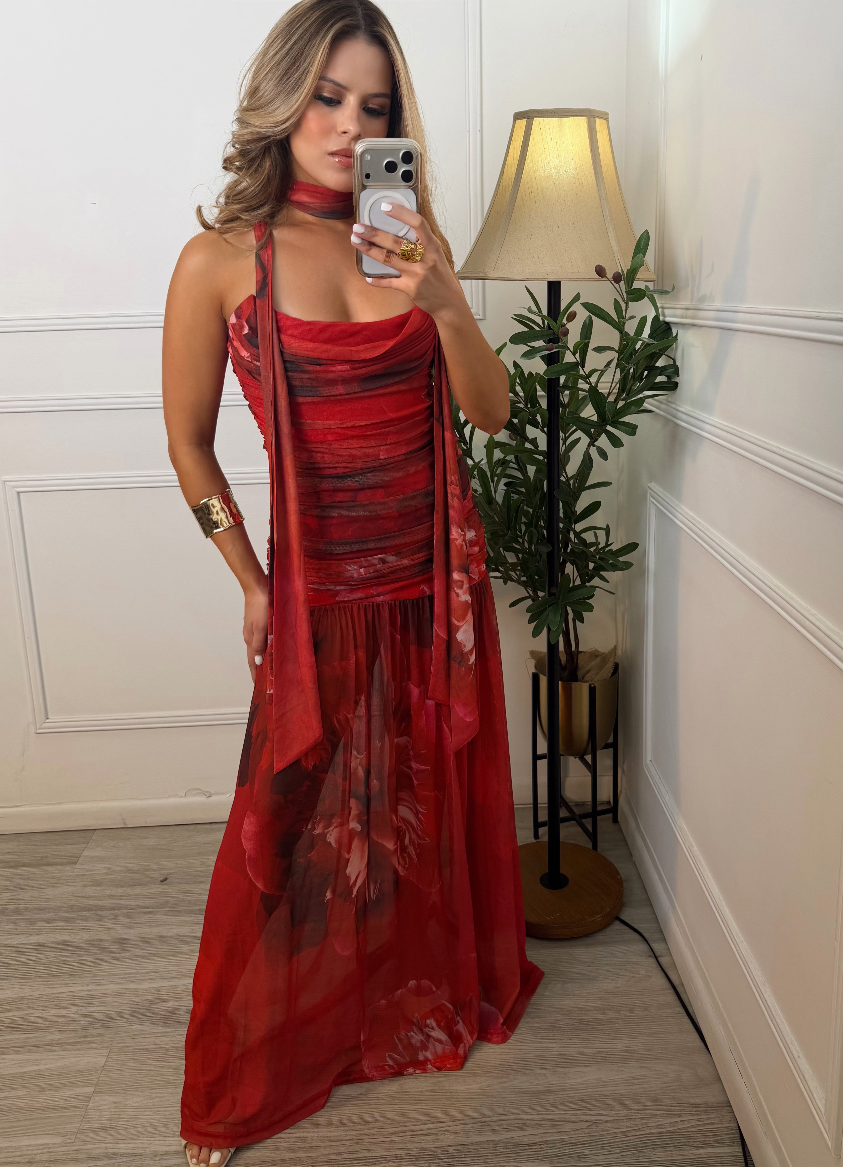 Vestido Rojo estampado