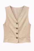 Chaleco beige con aberturas frontales