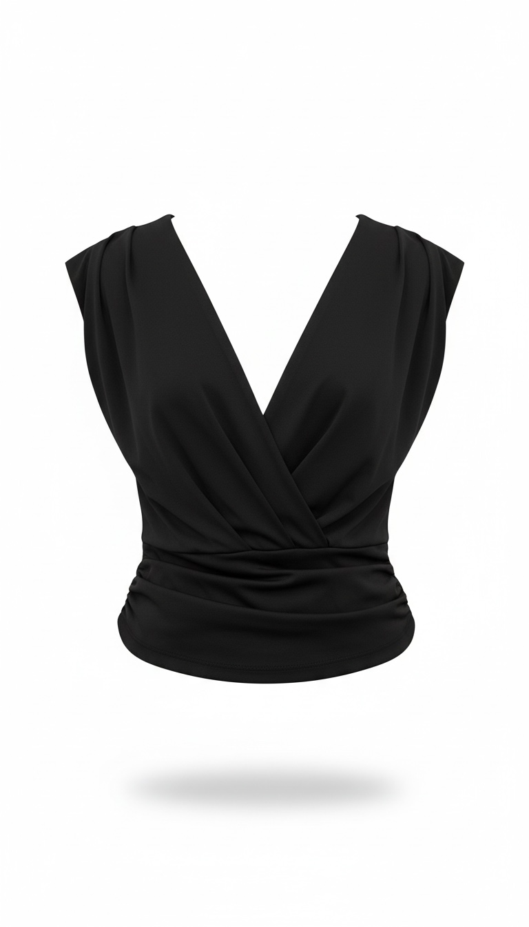 Blusa Negra cuello V sin manga