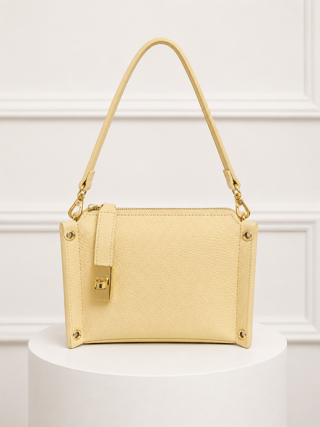 Mini shoulder bag con cierre superior - Amarillo pastel