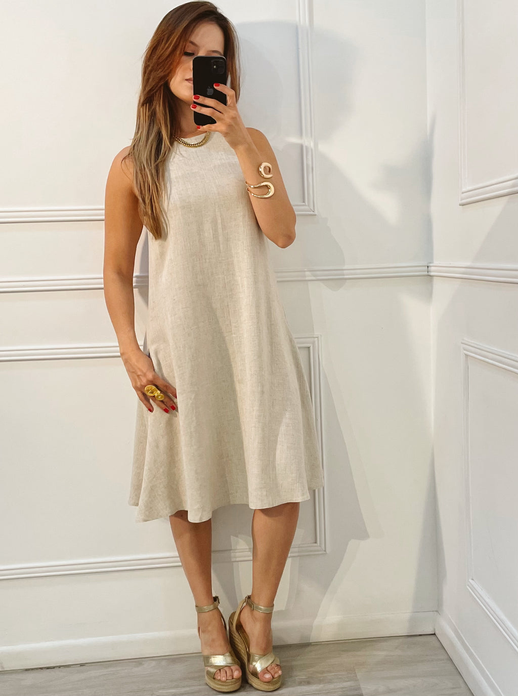 Vestido Beige Lino