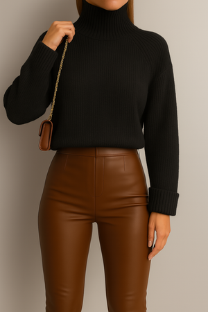 Sweater cuello tortuga negro