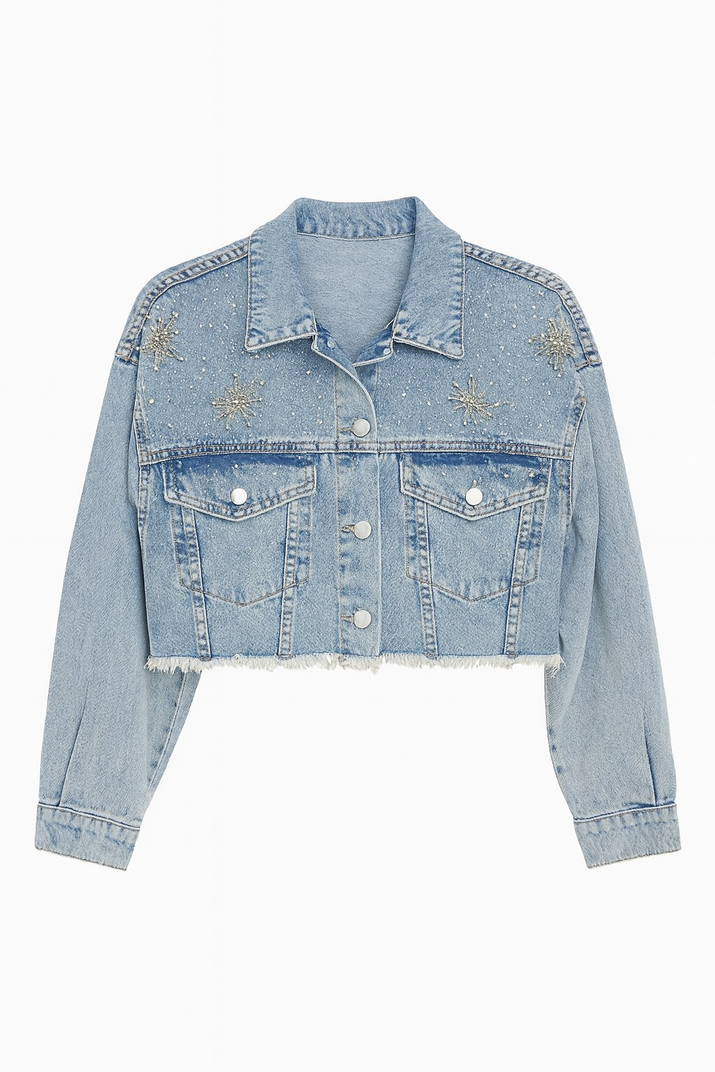 Jacket de mezclilla corta con brillo JA9054-