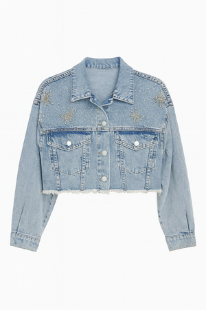 Jacket de mezclilla corta con brillo JA9054-