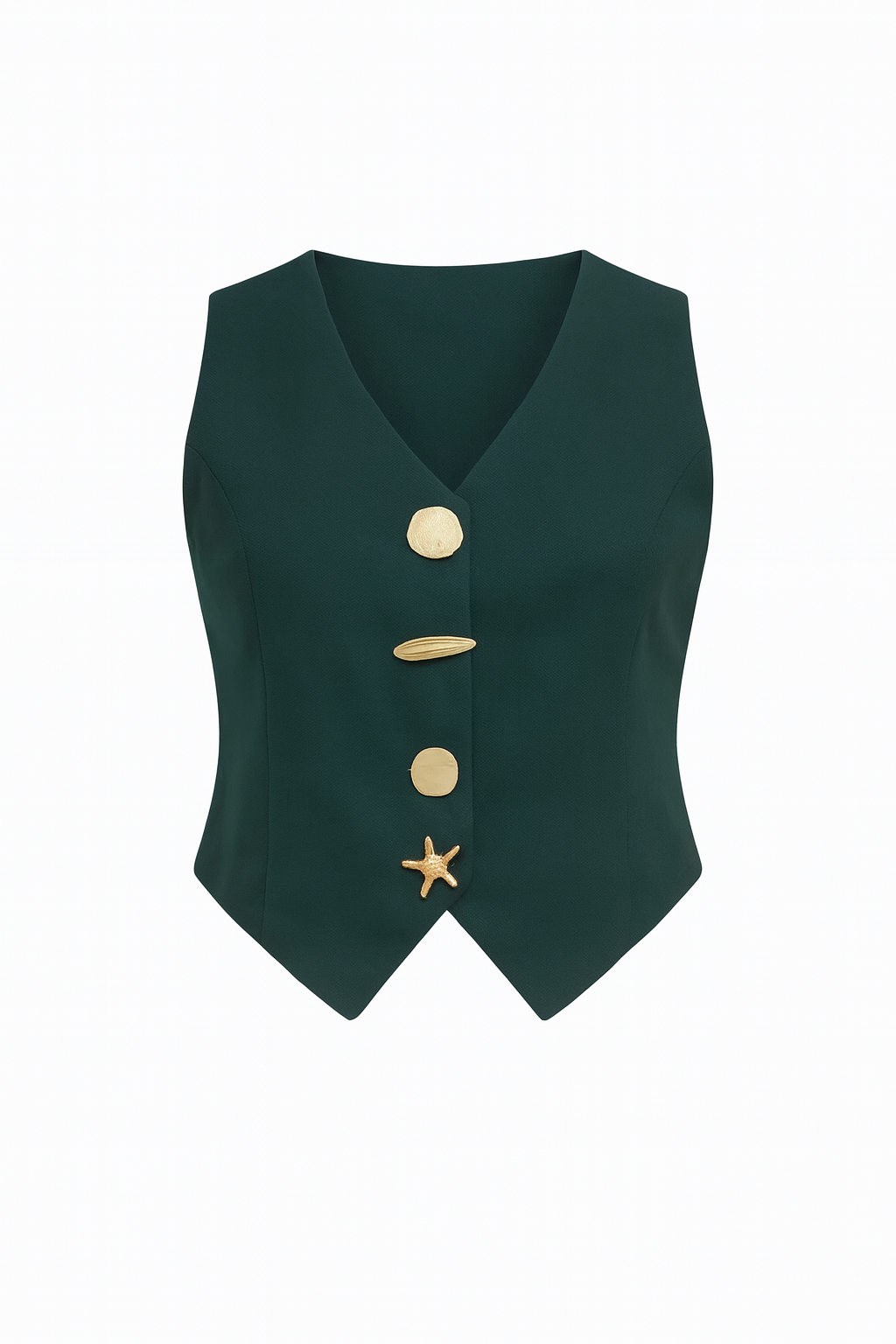 Chaleco verde estilo sastre botones dorados