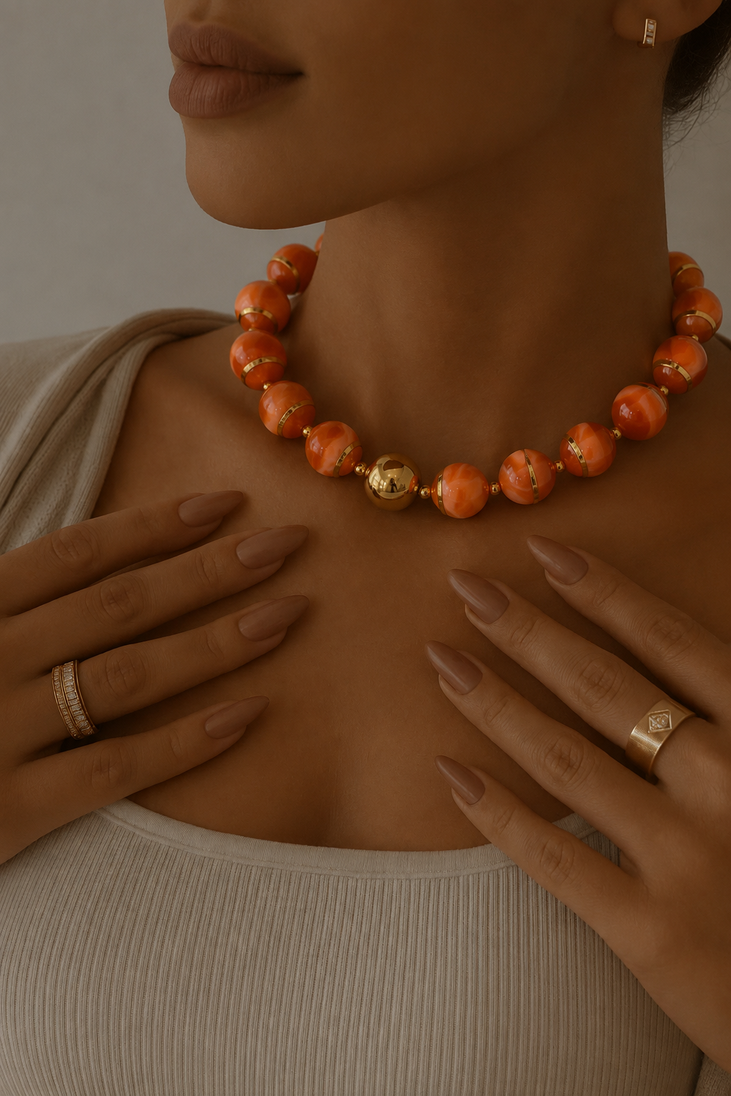 Collar de Bolas Grandes anaranjado
