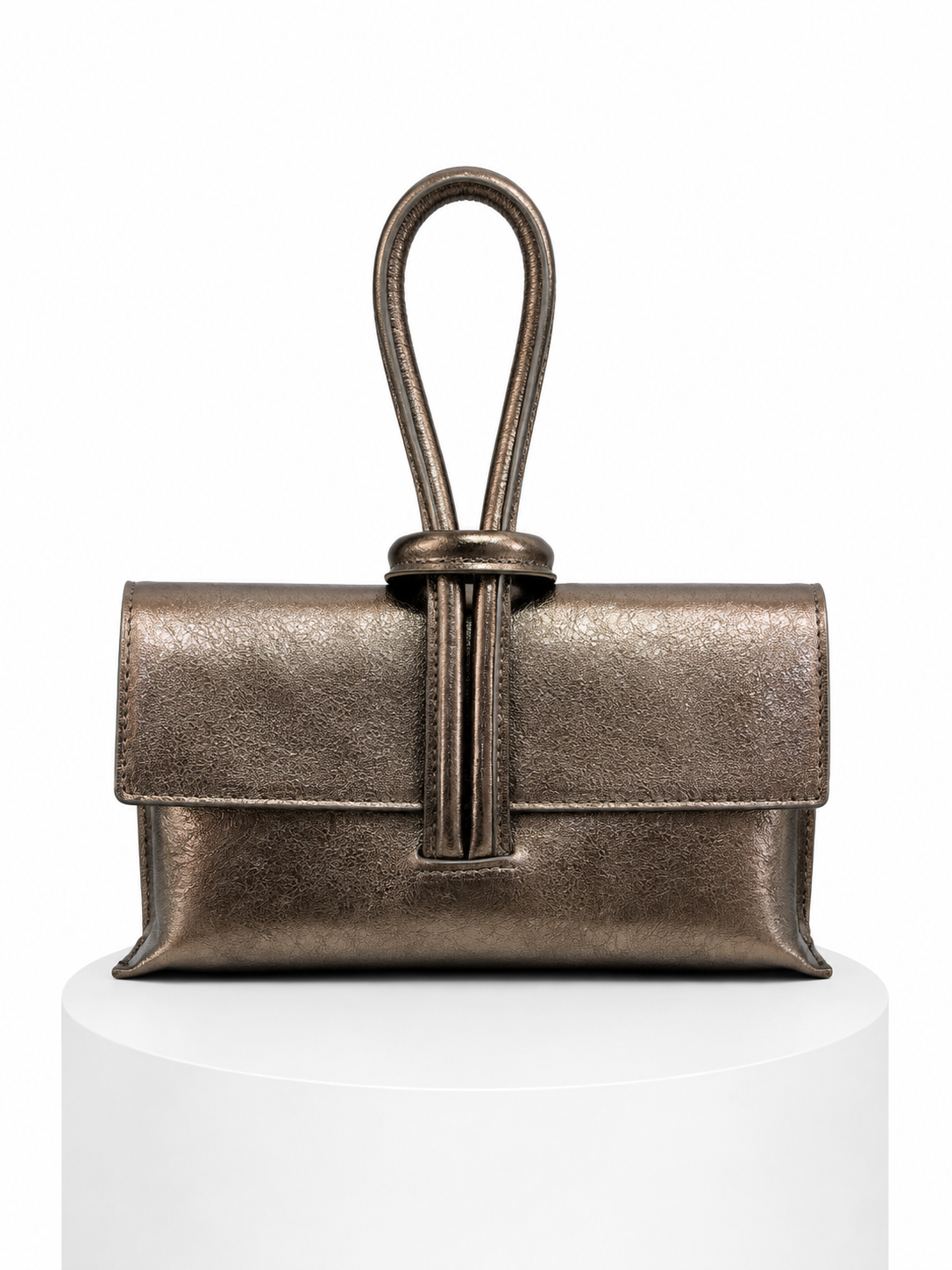 Mini clutch con asa de lazo - Bronce metálico