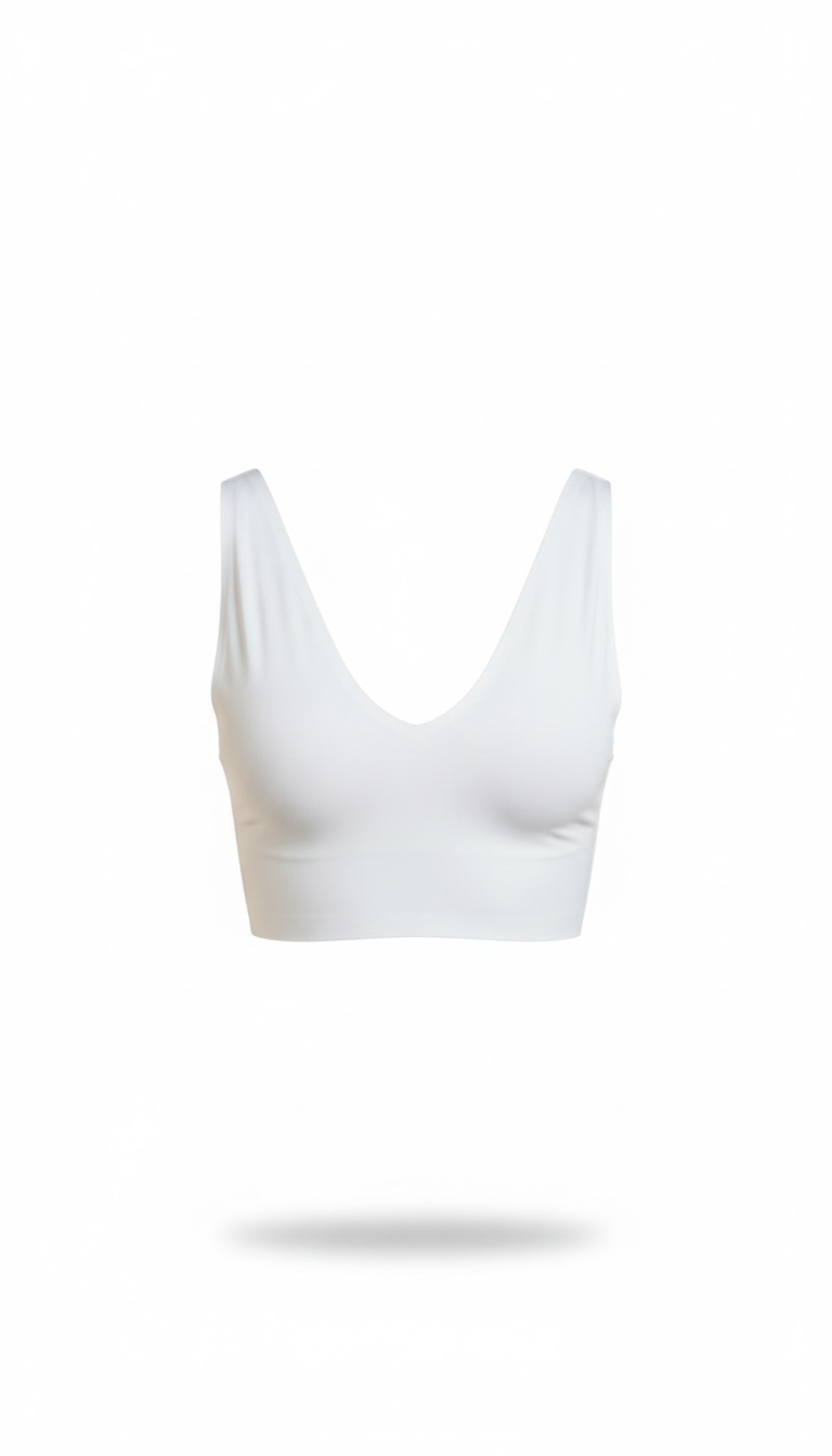 Top blanco cuello V corte laser