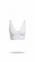 Top blanco cuello V corte laser