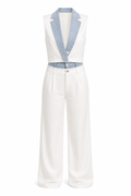 Set Chaleco y Pantalón Mezclilla Blanco