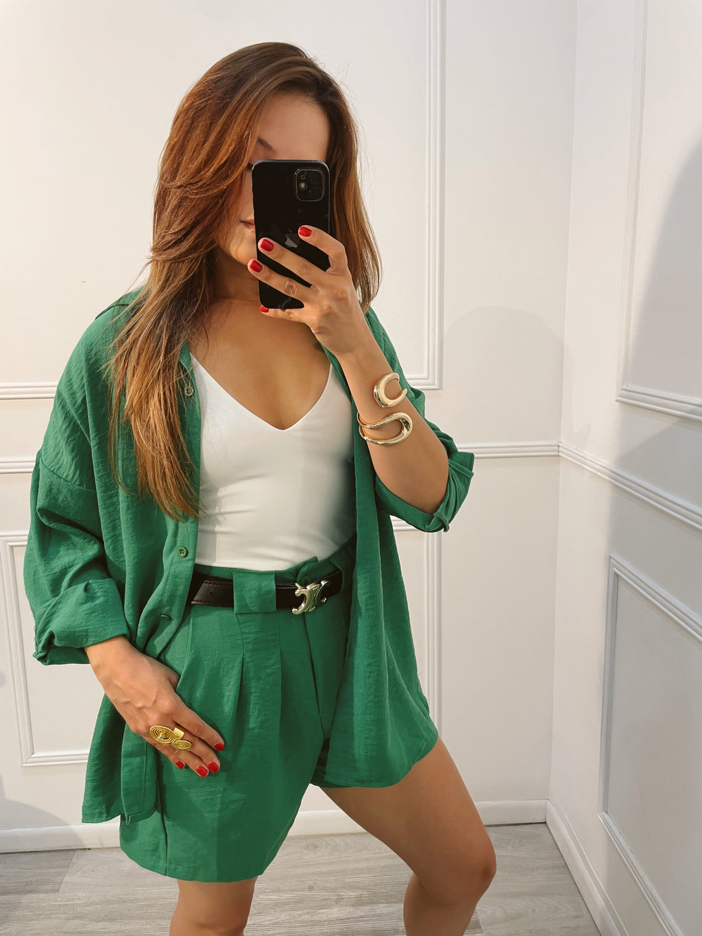 Set verde camisera short
