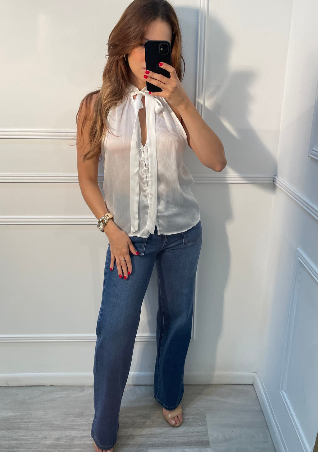 Blusa Blanca Satín