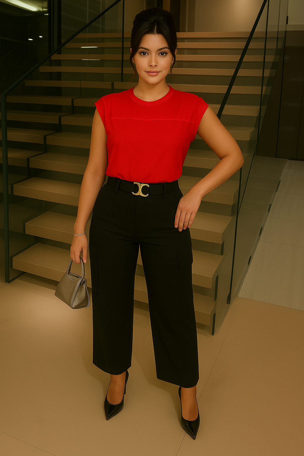 Blusa roja con transparencia