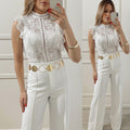 Bodysuit Blanco de encaje con transparencia