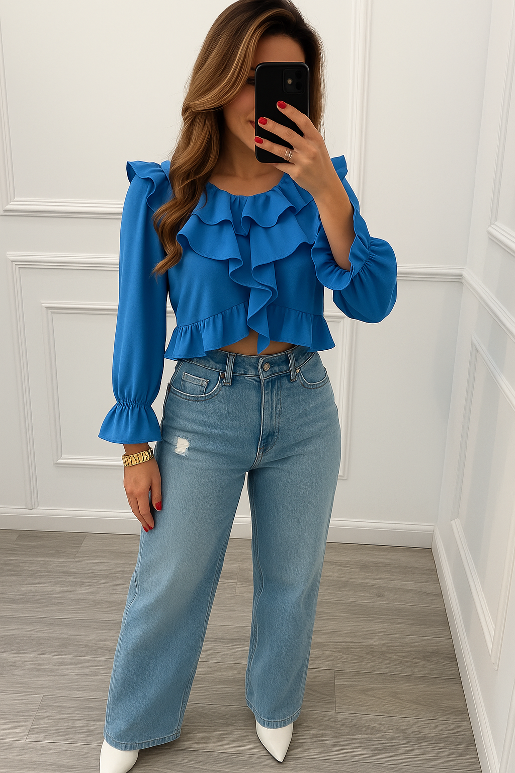 Blusa celeste con vuelos