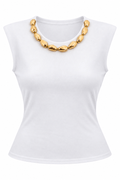 Blusa blanca con collar incorporado