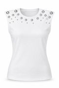 Blusa con detalles plateados blanca