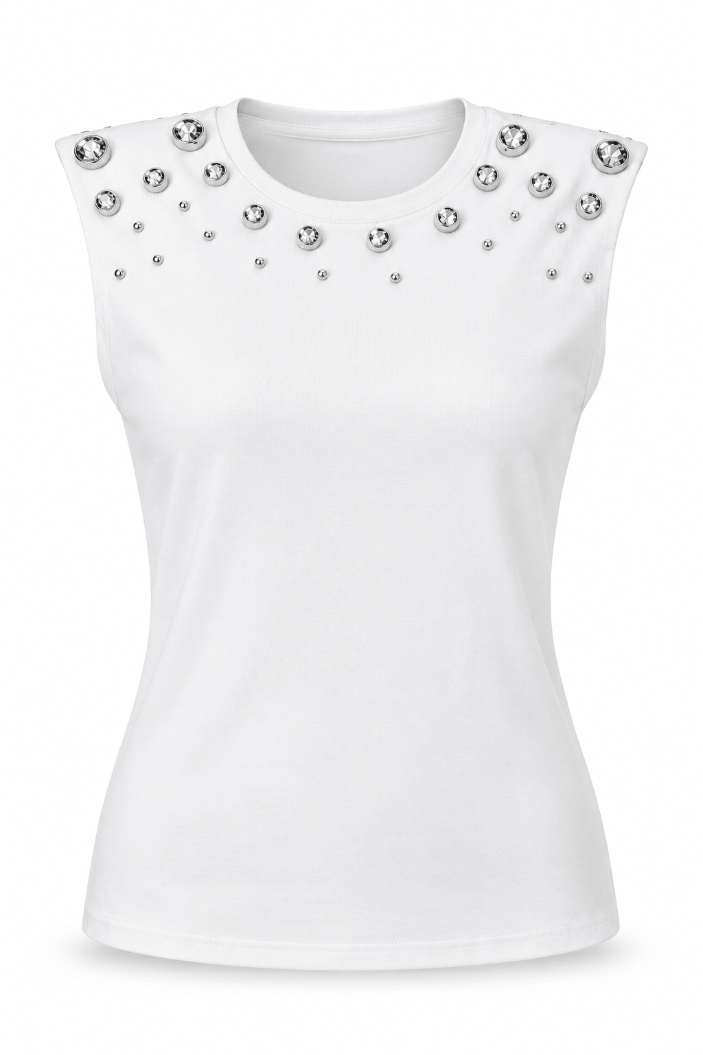 Blusa con detalles plateados blanca