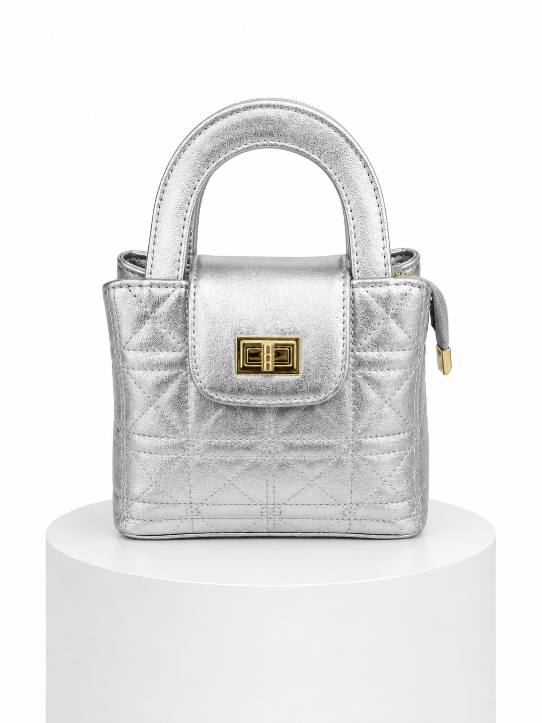 Mini bag acolchado metálico - Plata