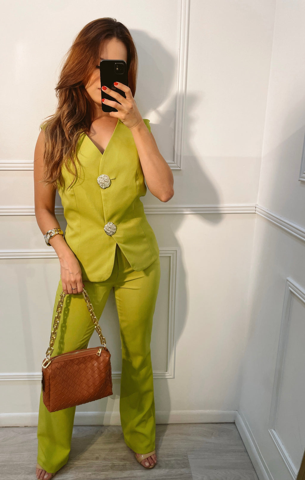 Set Verde chaleco pantalón