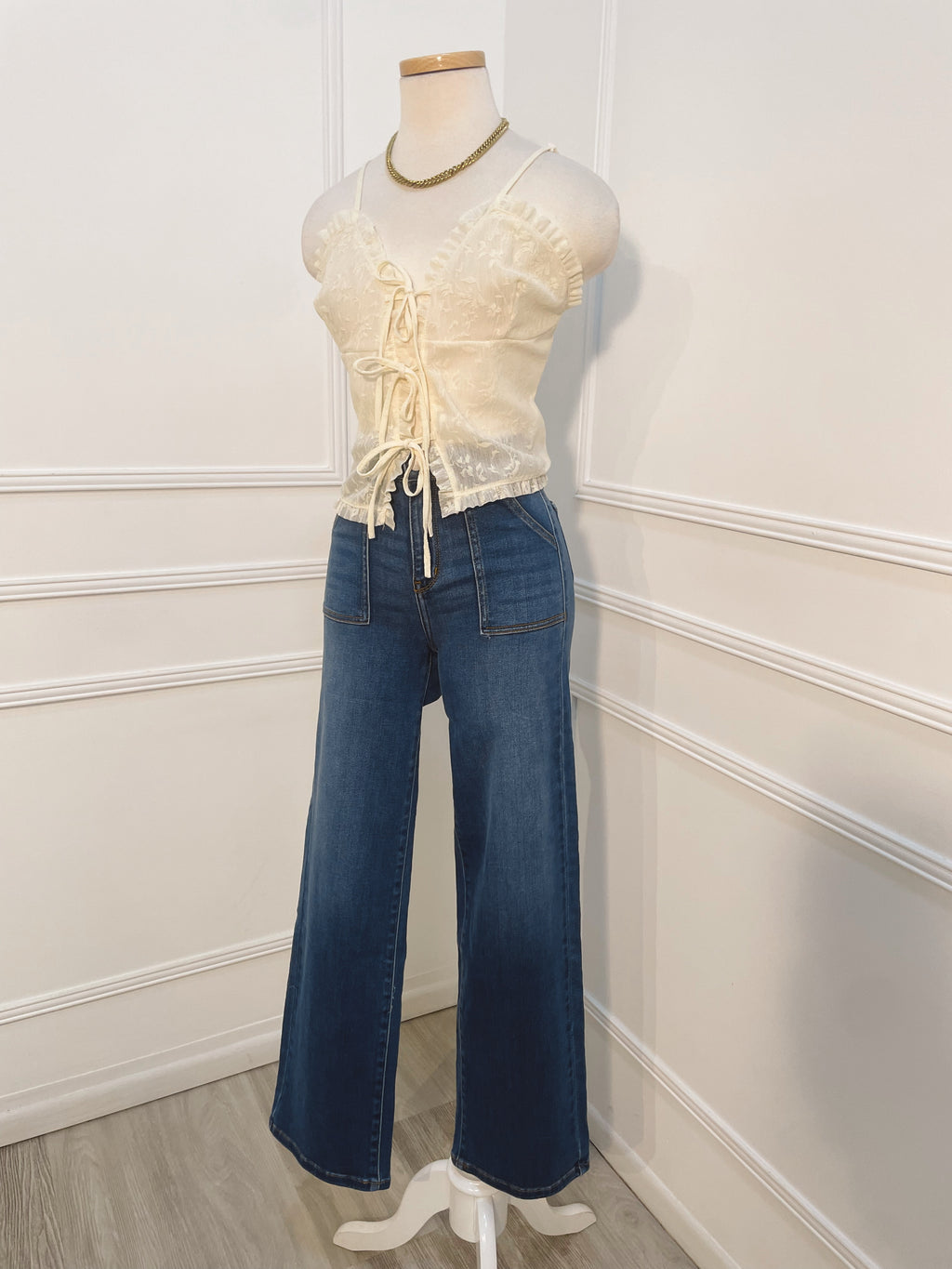 Blusa Beige Tirante con lazos