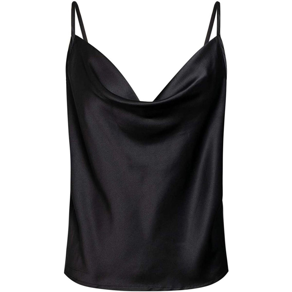 Blusa negra de tirantes cuello cowl