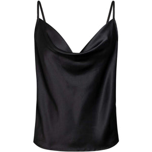 Blusa de tirantes cuello cowl negra