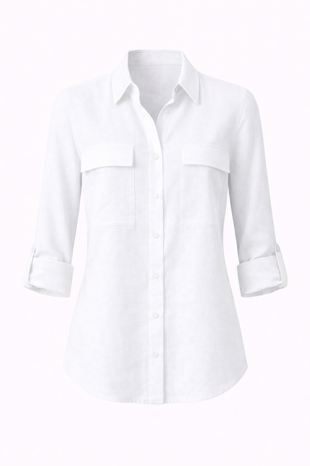 Blusa Blanca oversized con bolsas manga tres cuartos