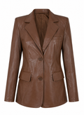 Blazer Café cuerina corte oversized