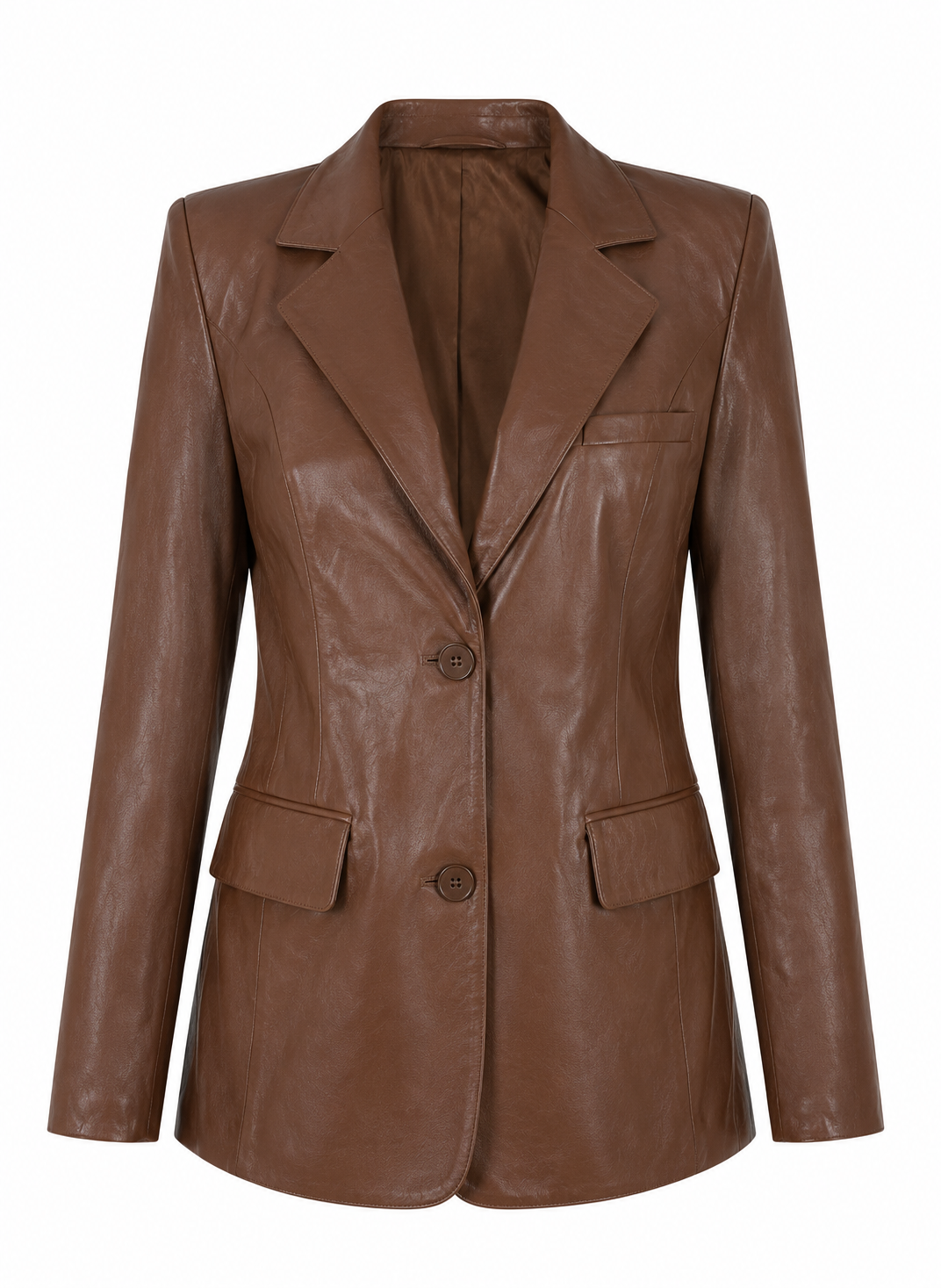 Blazer Café cuerina corte oversized