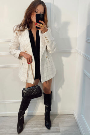 Blazer de tweed beige