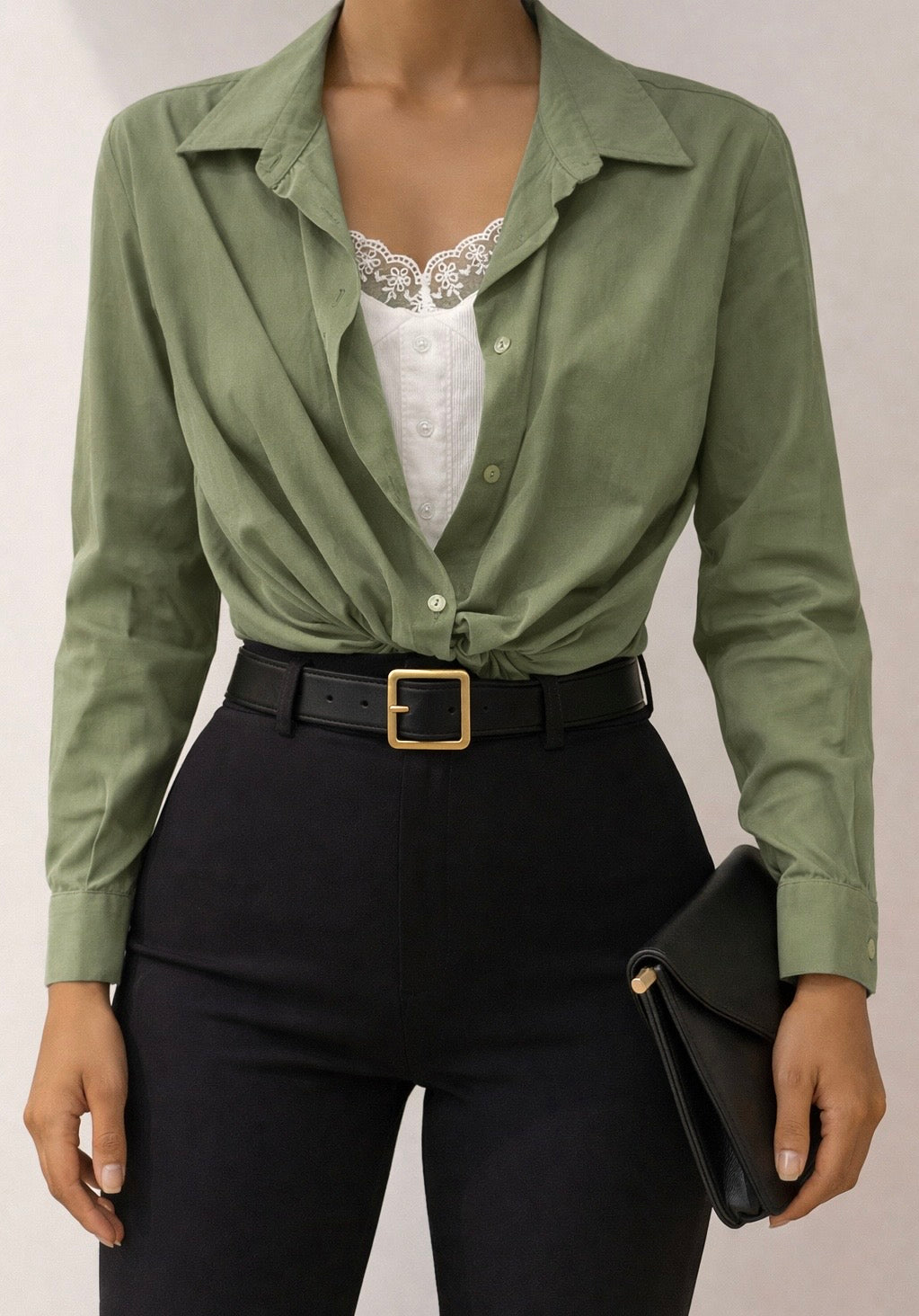 Blusa verde manga larga