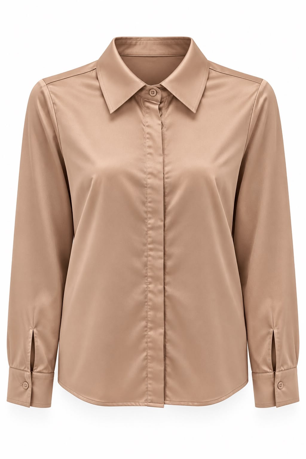 Blusa de satín beige