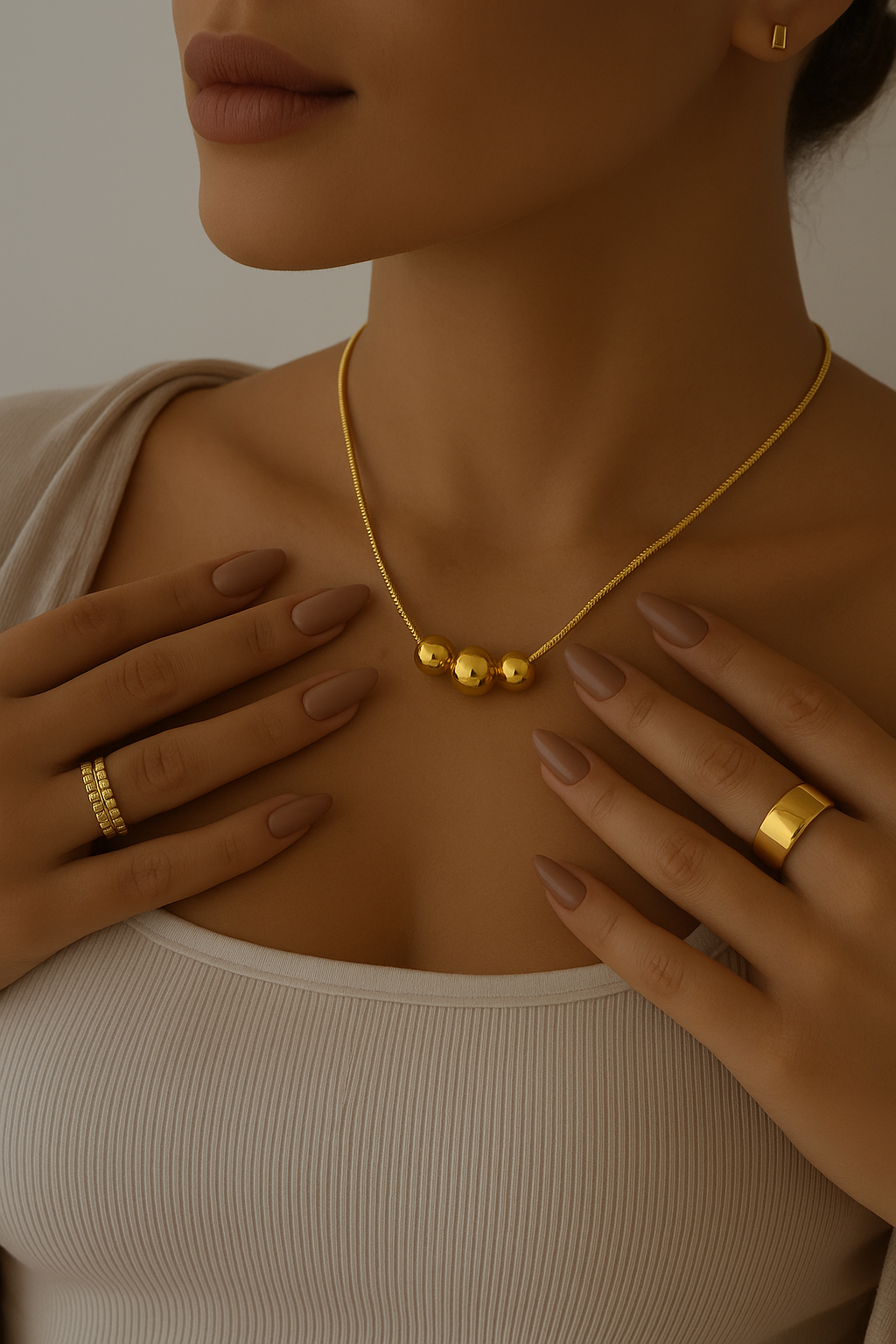Collares de acero inoxidable chapados en oro de 18 quilates