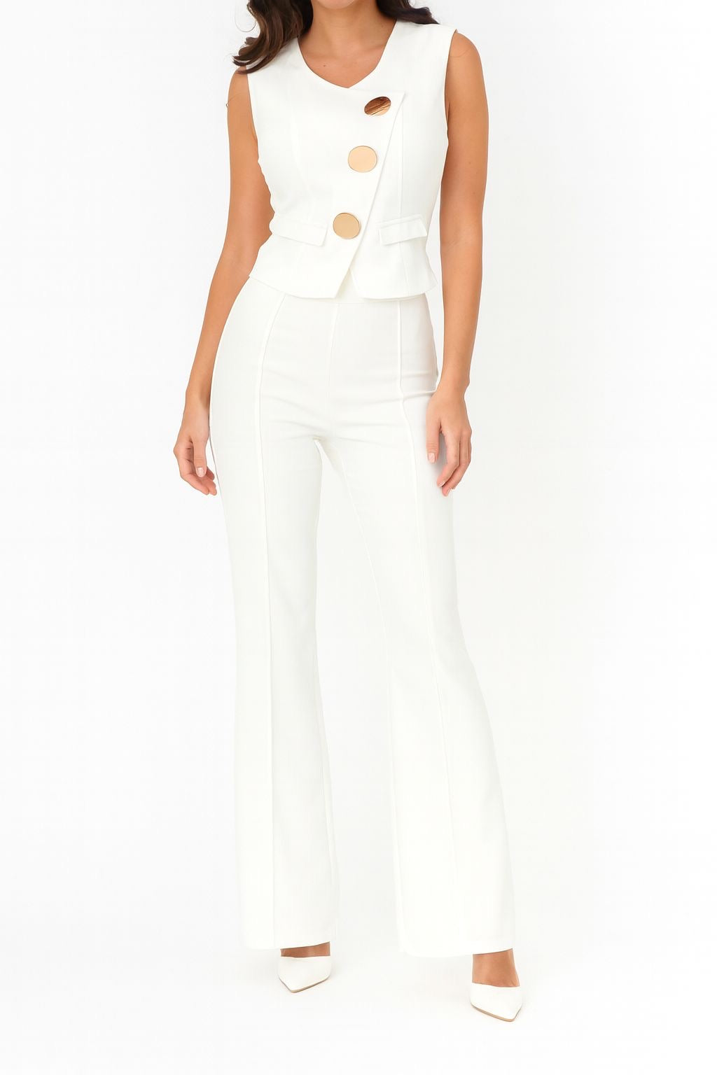 Set Blanco Chaleco Pantalón