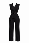 Set Negro Pantalón Blusa cruzada
