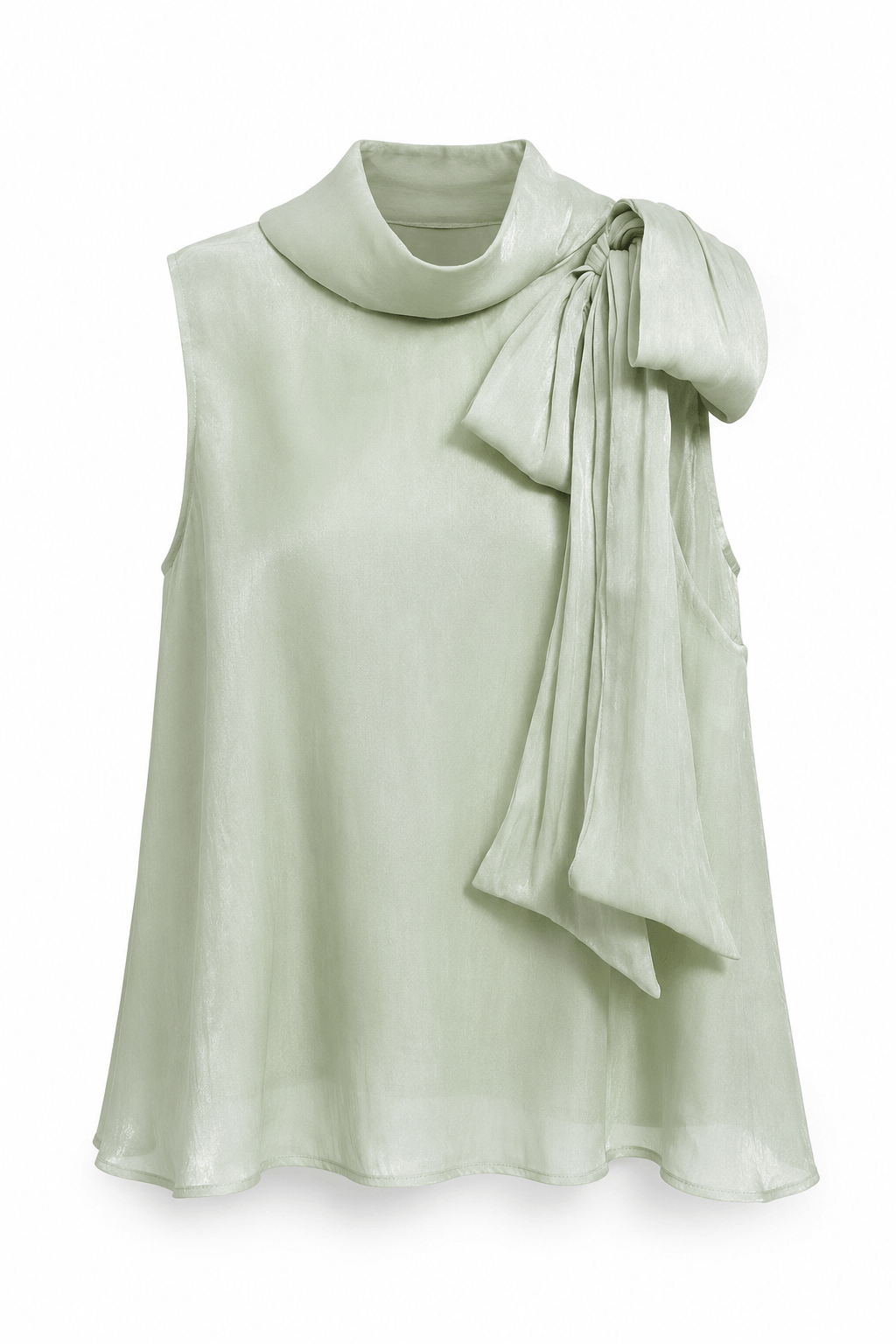 Blusa verde con lazo en el cuello