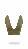 Top verde cuello V corte laser