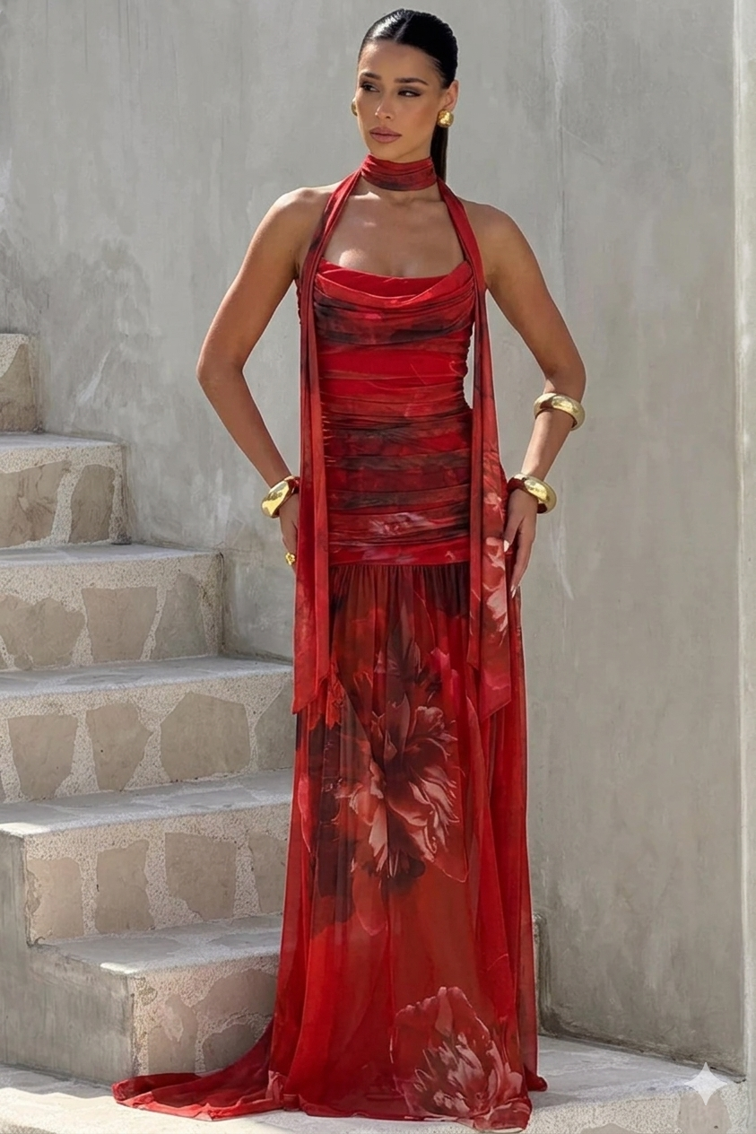 Vestido Rojo estampado