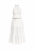 Set Blanco Falda Plizada con cadena