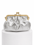 Mini clutch plisado con cierre metálico - Plata