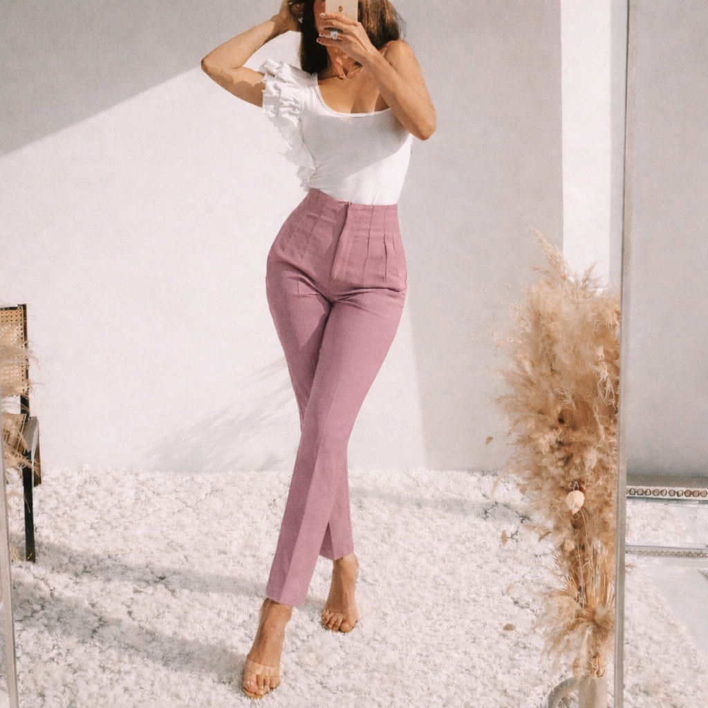 Pantalón palo de Rosa con Pinzas