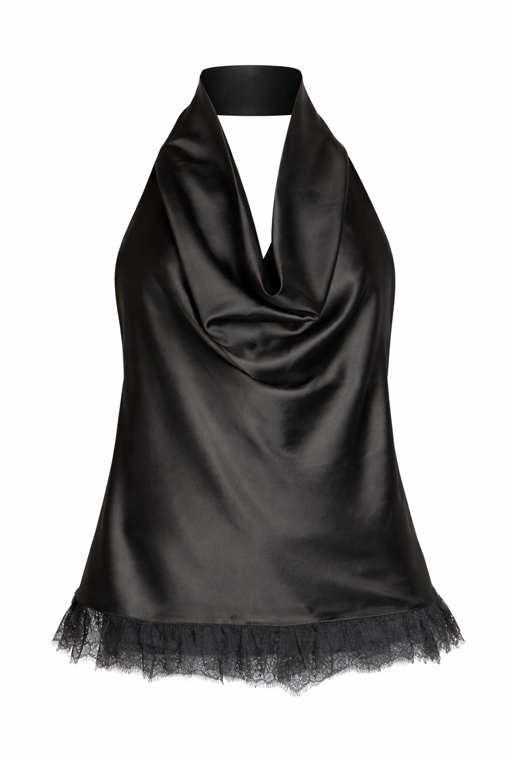 Blusa satén negra encaje